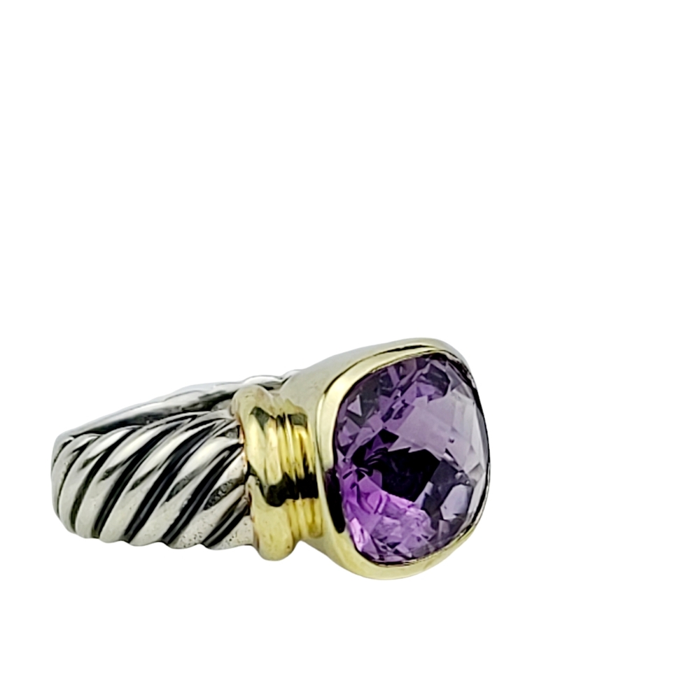 David Yurman 14k Gold & Sterling Silver Large Amethyst Ring